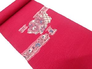 アンティーク　花更紗模様織り出し　名古屋帯地反物